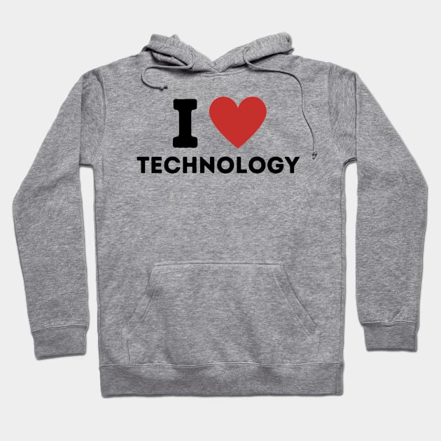 I Love Technology Simple Heart Design Hoodie by Word Minimalism